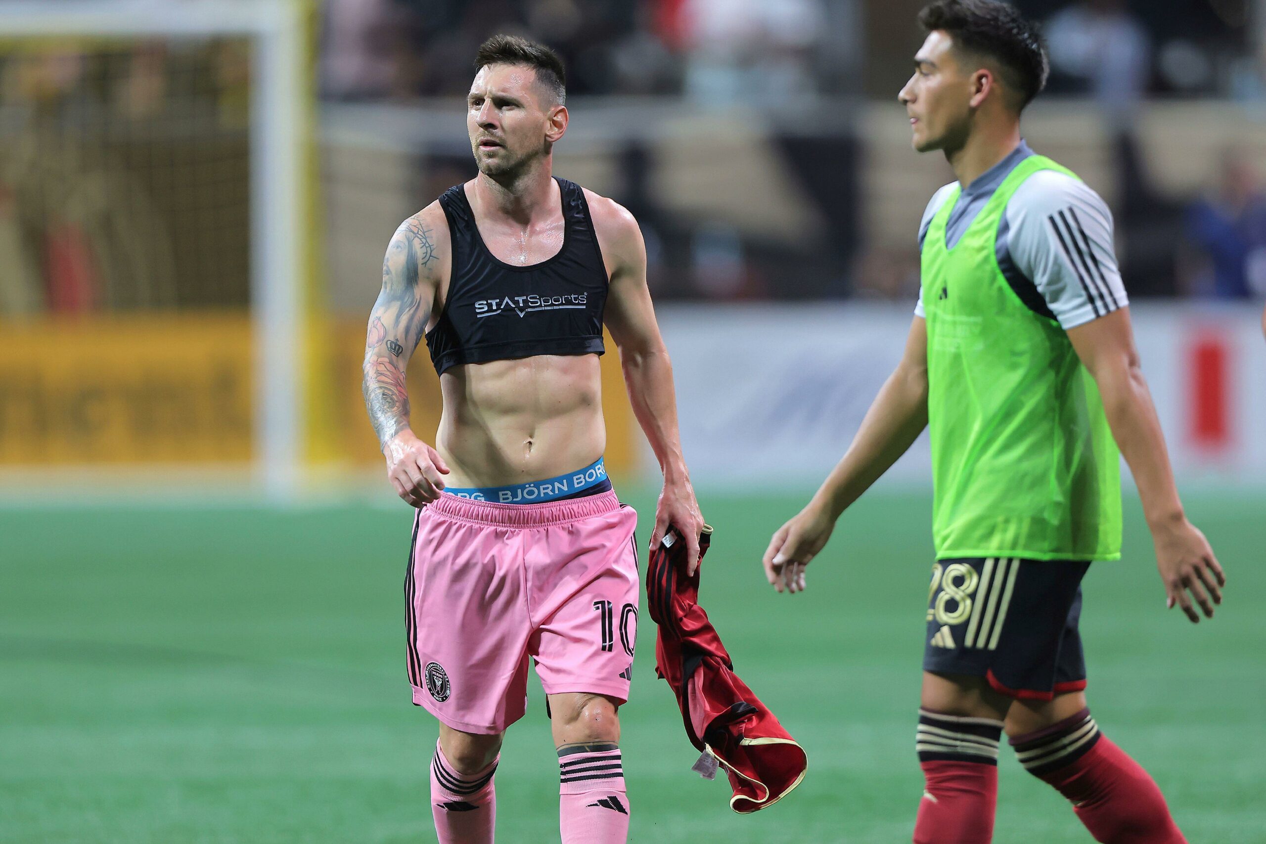 ATLANTA, GA - SEPTEMBER 18: Inter Miami forward Lionel Messi (10) after the Wednesday evening MLS game between Atlanta United FC and Inter Miami FC on September 18, 2024 at the Mercedes-Benz Stadium in Atlanta, Georgia. (Photo by David J. Griffin/Icon Sportswire) (Icon Sportswire via AP Images)
