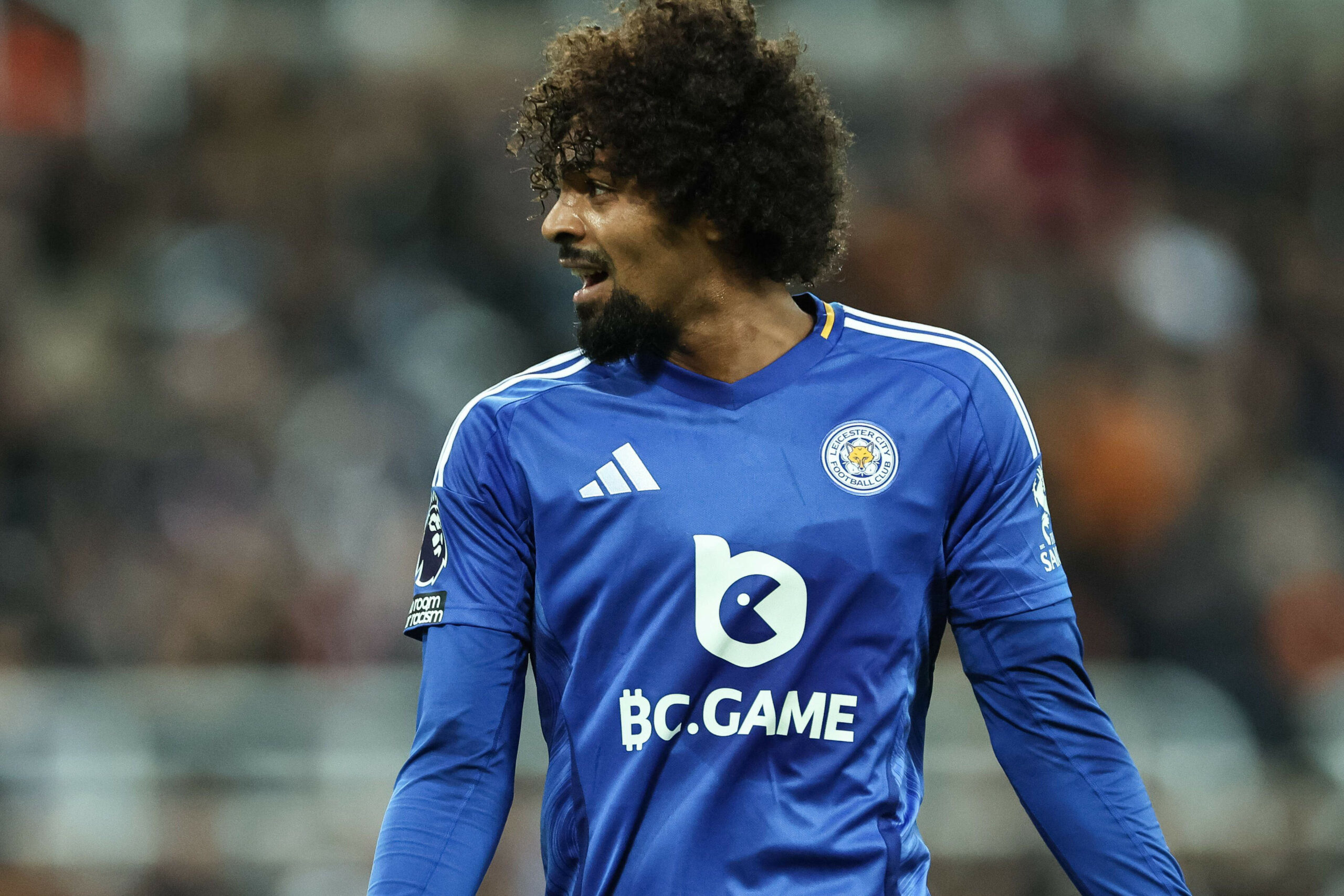 Hamza Choudhury of Leicester City during the Premier League match Newcastle United vs Leicester City at St. James's Park, Newcastle, United Kingdom, 14th December 2024 (Photo by Mark Cosgrove/News Images)