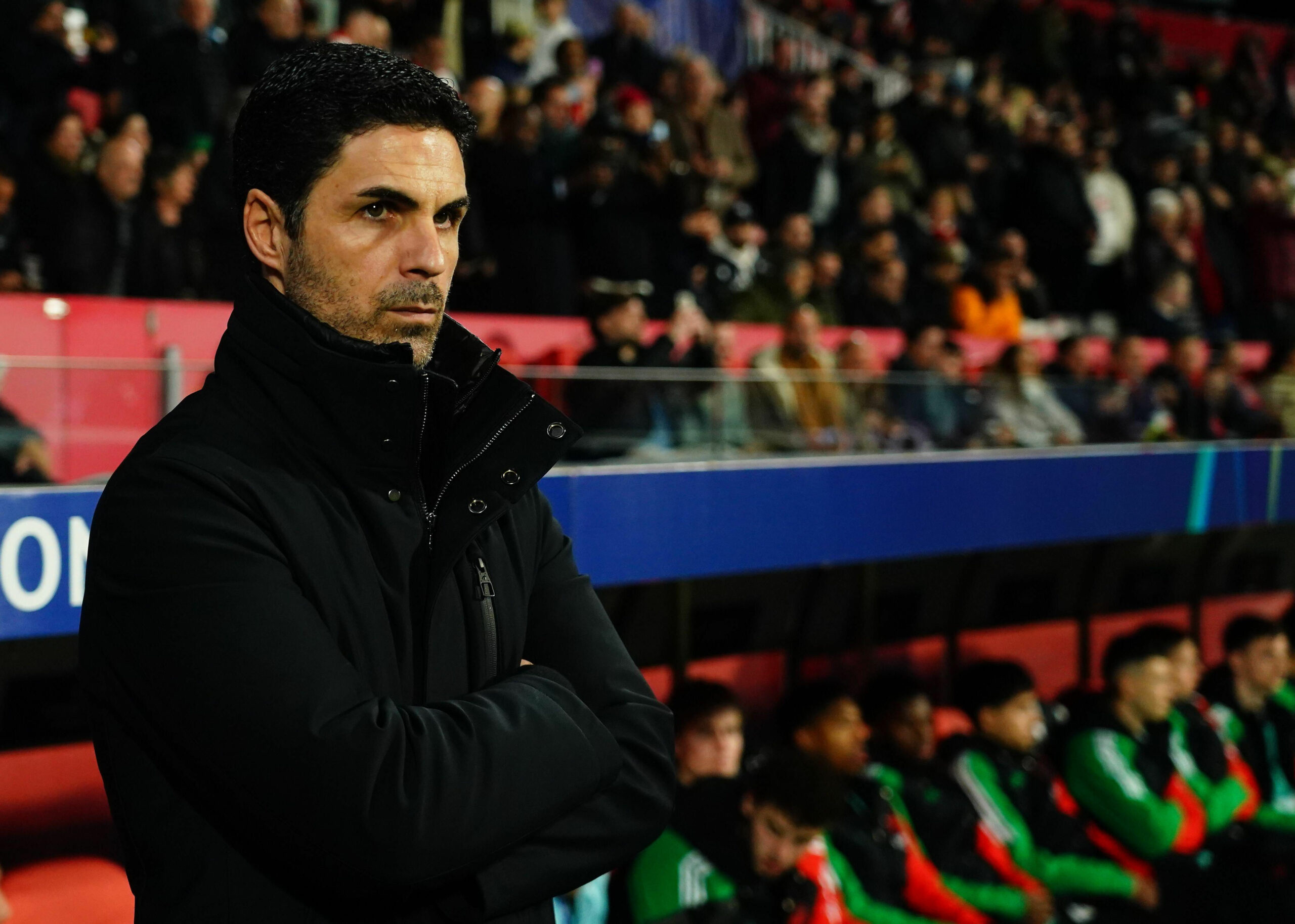 Girona, Spain. 30th Jan, 2025. Arsenal FC head coach Mikel Arteta during the UEFA Champions League match, date 8, between Girona FC and Arsenal FC played at Montilivi Stadium on January 29, 2025 in Girona Spain. (Photo by Bagu Blanco/PRESSINPHOTO) Credit: PRESSINPHOTO SPORTS AGENCY/Alamy Live News