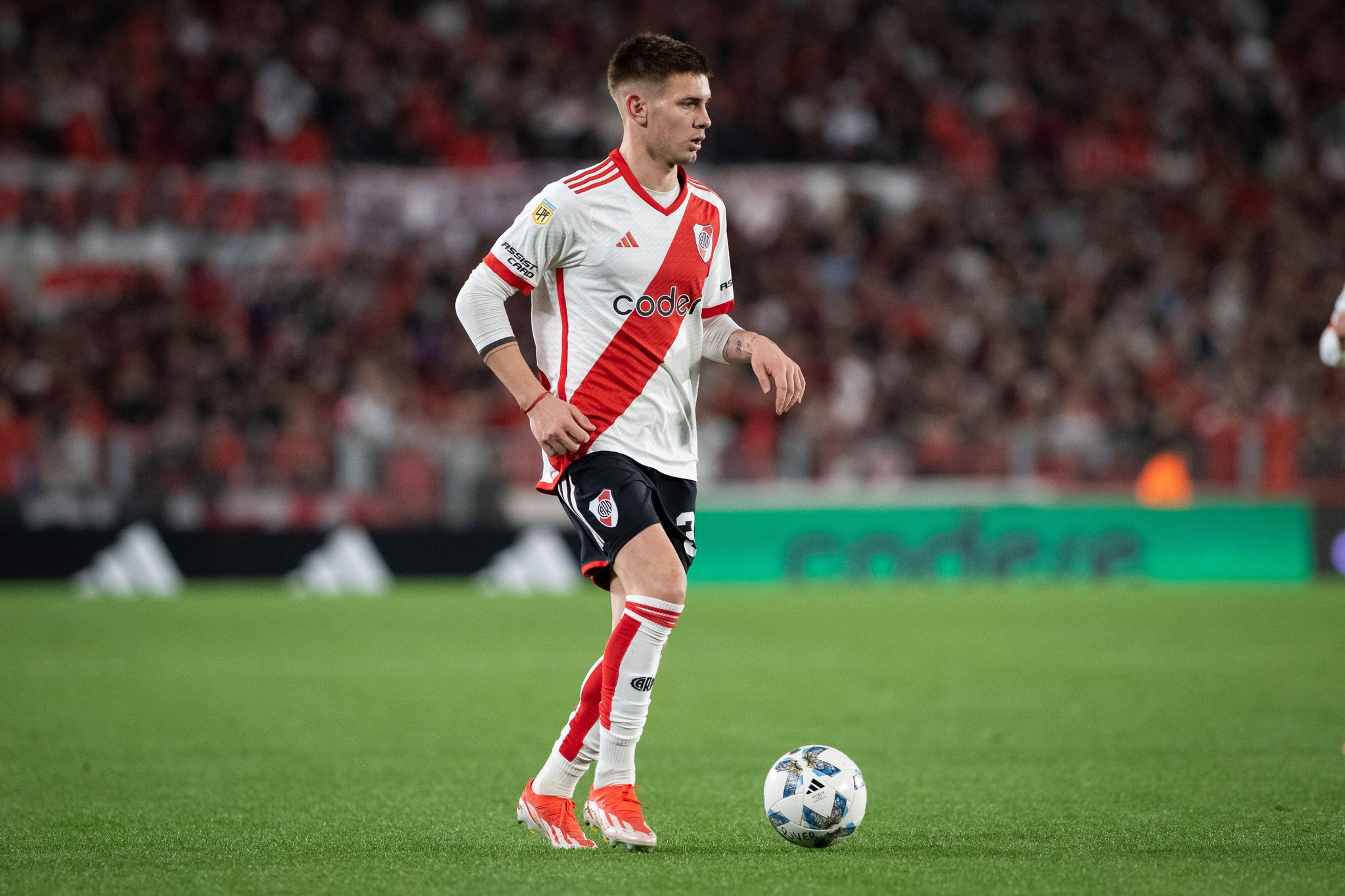 Buenos Aires, Argentina. 25th Aug, 2024. Franco Mastantuono of River Plate in action during a Liga Profesional 2024 match between River Plate and Newell's Old Boys at Estadio Mas Monumental Antonio Vespucio Liberti. Final Score: River Plate 0:0 Newell's Old Boys Credit: SOPA Images Limited/Alamy Live News
