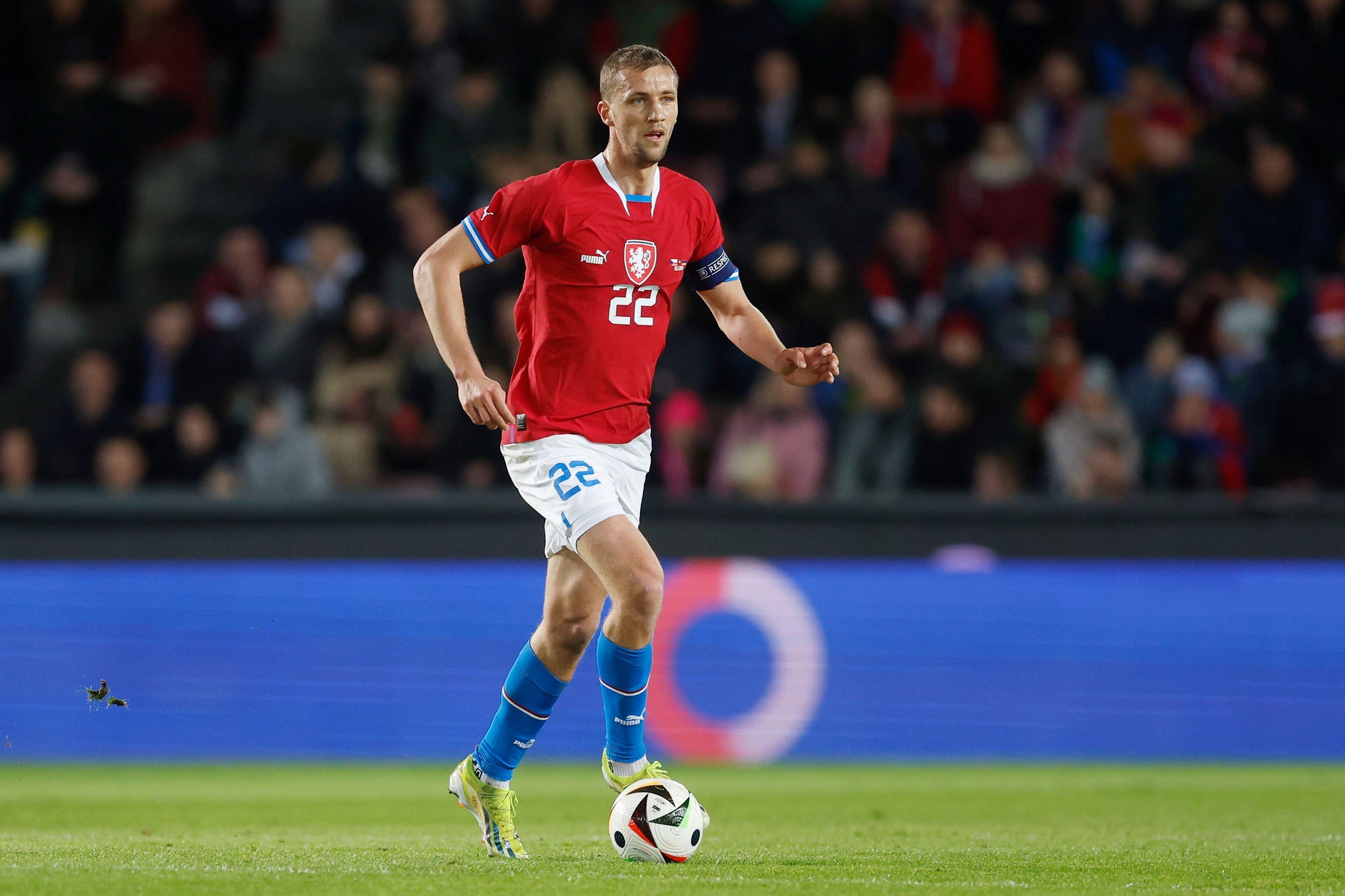 Captain Tomas Soucek (CZE) in action during the friendly soccer match Czechia vs Armenia in Prague, Czech Republic, March 26, 2024. (CTK Photo/Pavel L