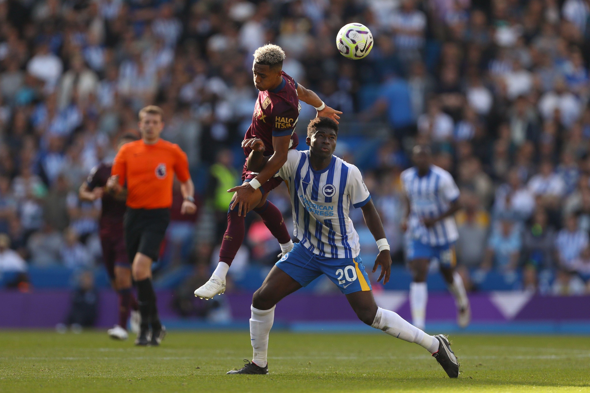 Omari Hutchinson of Ipswich Town and Carlos Baleba of Brighton & Hove Albion - Brighton & Hove Albion v Ipswich Town, Premier League, Amex Stadium, Brighton, UK - 14th September 2024 Editorial Use Only - DataCo restrictions apply