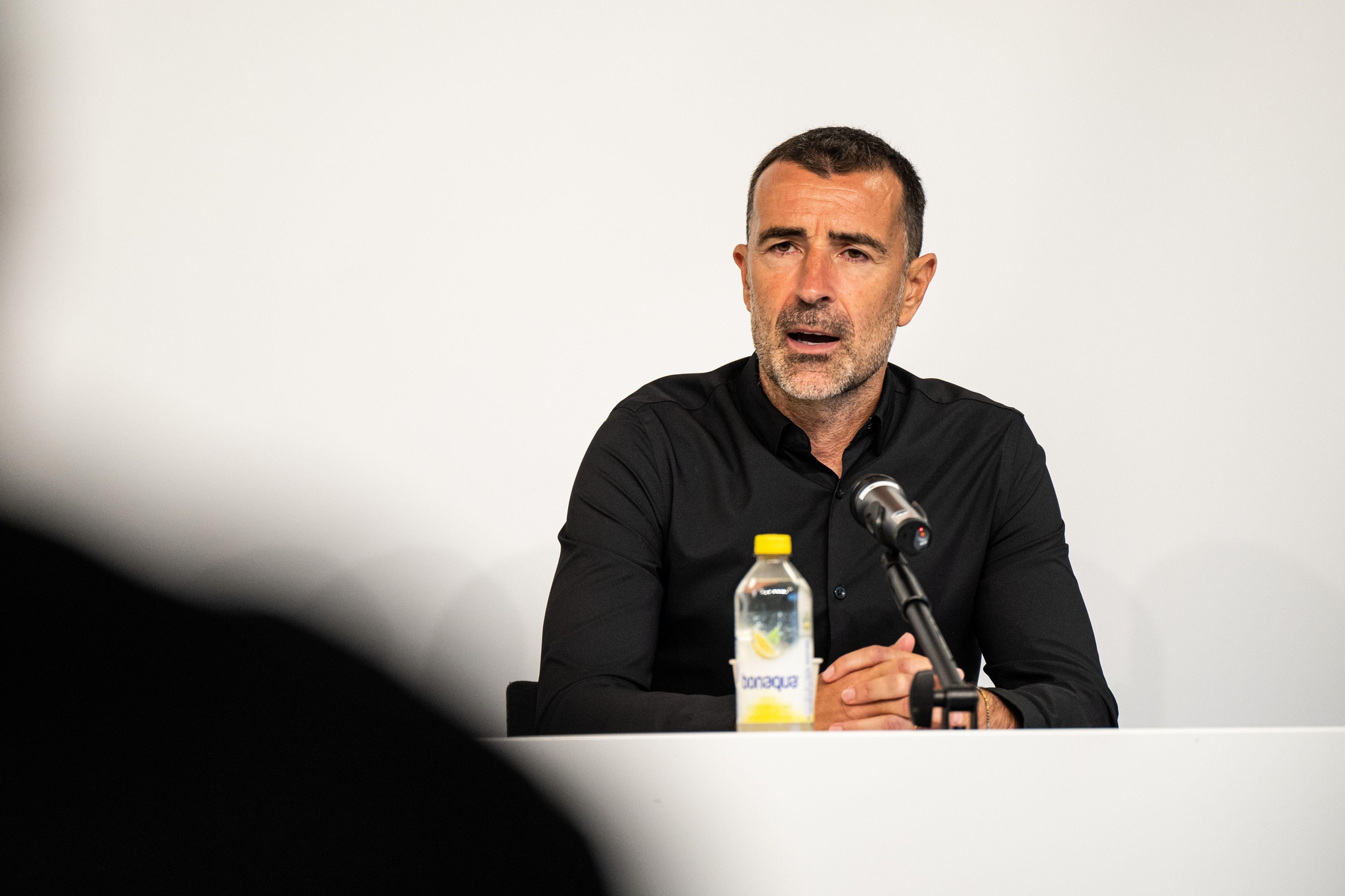 240711 Manager Juan Carlos Carcedo of Pafos during the pressconferens after the UEFA Europa League qualification match between Elfsborg and Pafos on July 11, 2024 in Borås. Photo: Jörgen Jarnberger/BILDBYRÅN/COP 112/JJ0379 fotboll football soccer fotball uefa europa league kval qualifying round qualification elfsborg pafos bbeng (Photo by JÖRGEN JARNBERGER/Bildbyran/Sipa USA) Credit: Sipa US/Alamy Live News