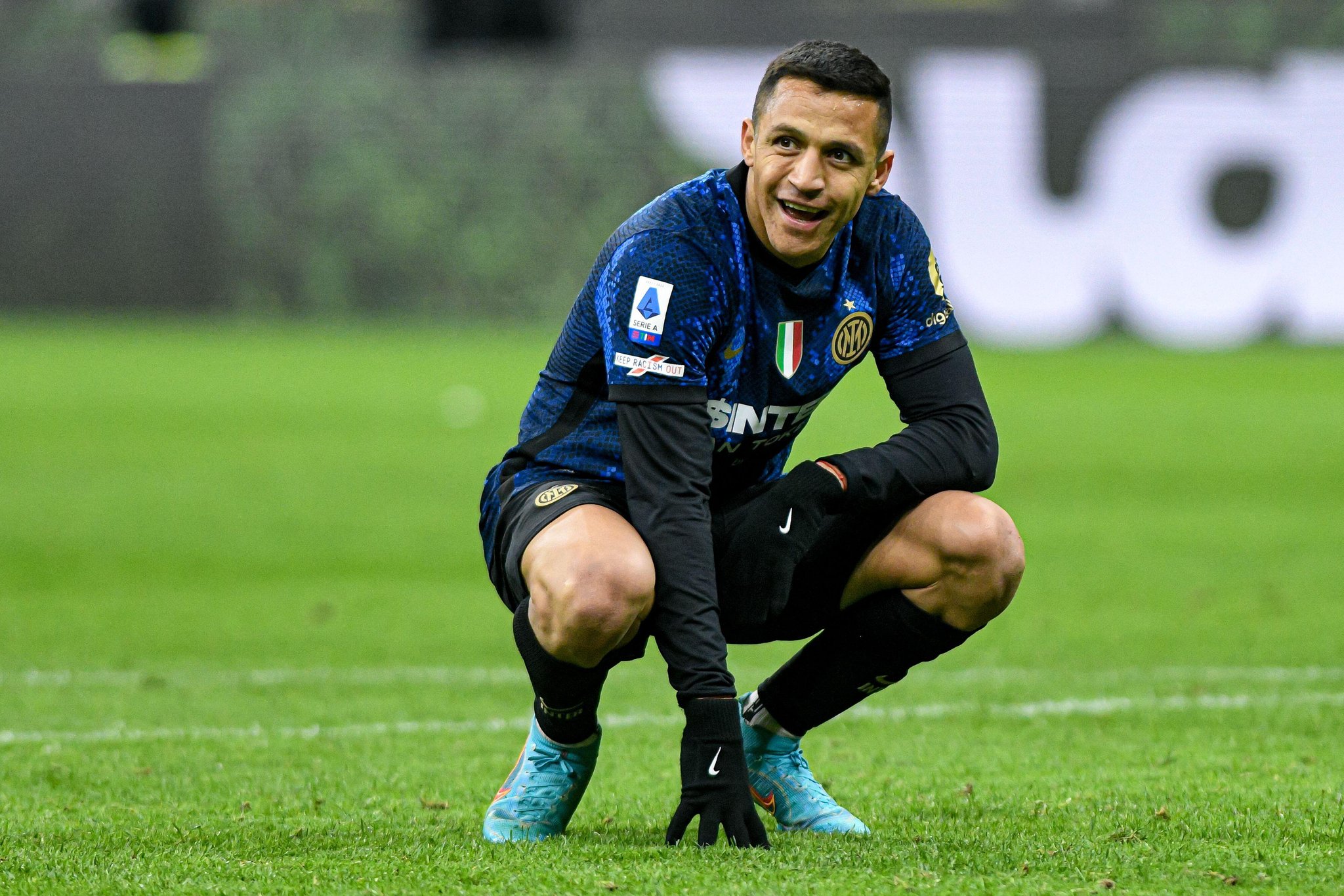 Milan, Italy - March 19, 2022: Alexis Sanchez of FC Internazionale during the Italian Serie A football championship match FC Internazionale vs ACF Fiorentina at San Siro Stadium