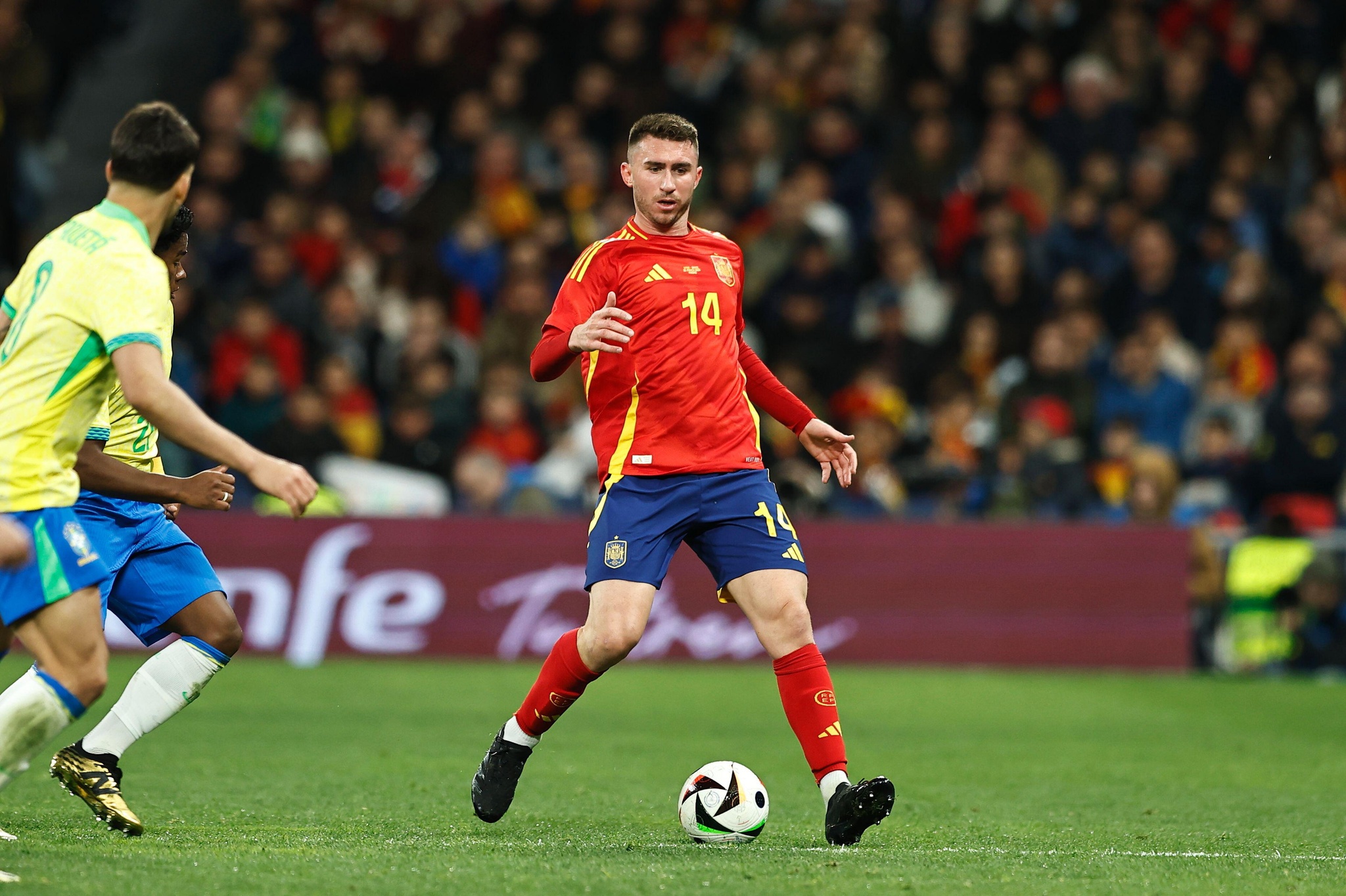 Madrid, Spain. 26th Mar, 2024. Aymeric Laporte (ESP) Football/Soccer : International Friendly match between Spain 3-3 Brazil at the Estadio Santiago Bernabeu in Madrid, Spain . Credit: Mutsu Kawamori/AFLO/Alamy Live News