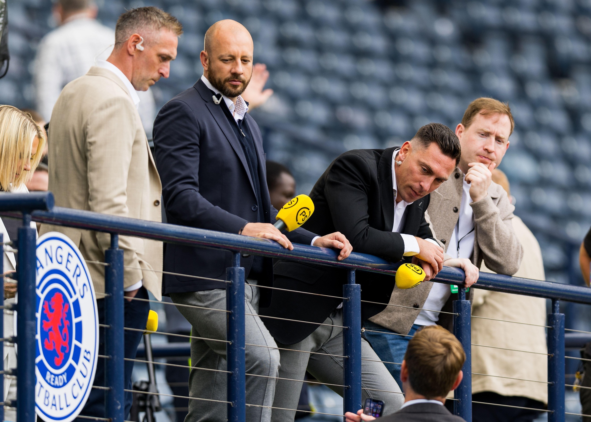 Glasgow, Scotland. 25 May 2024. Pictured Left to Right: Ex-Rangers goal keeper Alan McGregor, Ex-Rangers player Alan Hutton and Ex-Celtic captain Scott Brown Credit: Raymond Davies / Alamy Live News