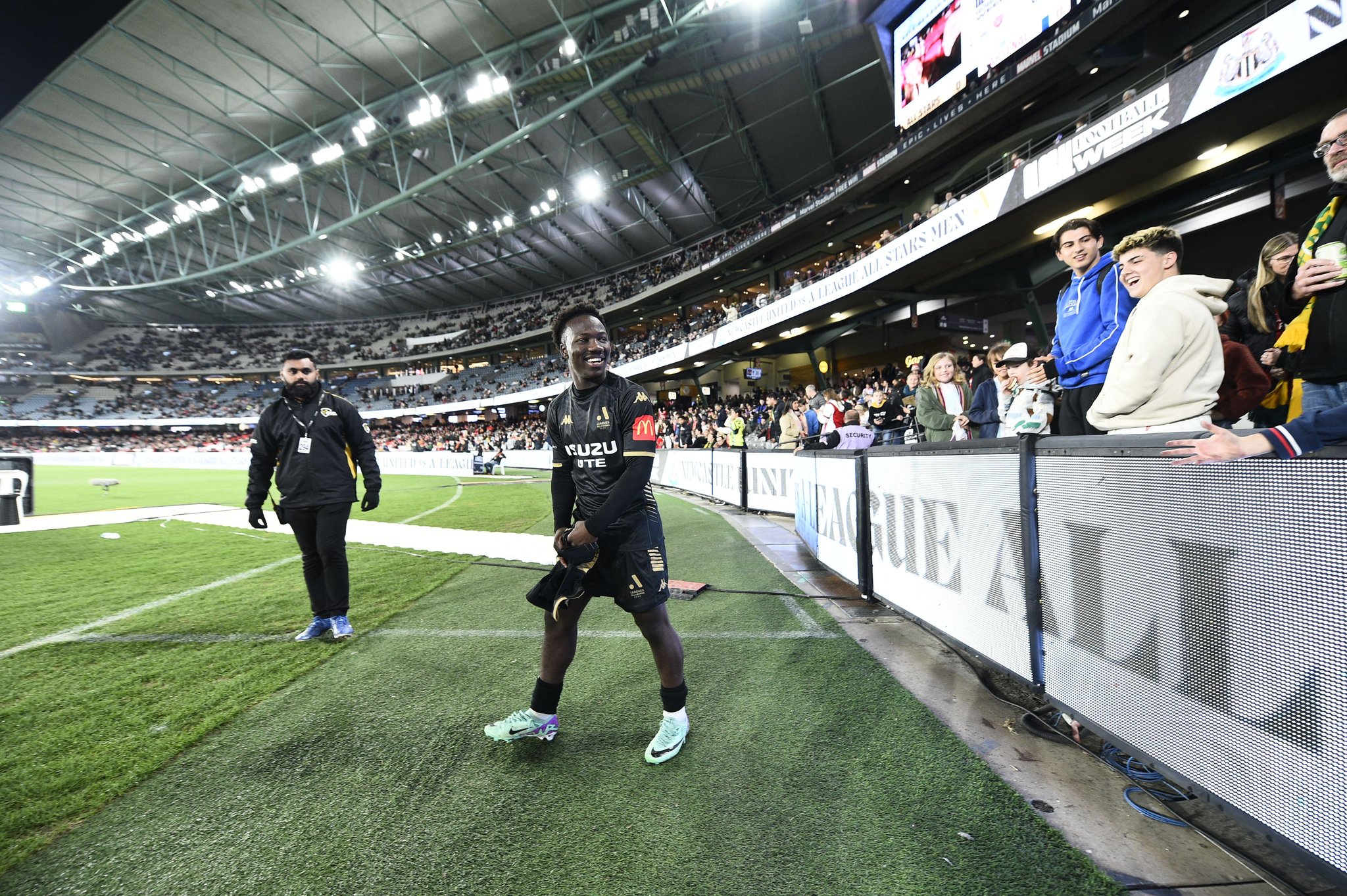 MELBOURNE, AUSTRALIA. 24 May 2024. Pictured: Adelaide United Forward Nestory Irankunda during the Global Football Week friendly between English club Newcastle United v the Australian ALeague Allstars at Marvel Stadium in Melbourne, Australia. Credit: Karl Phillipson/Alamy Live News