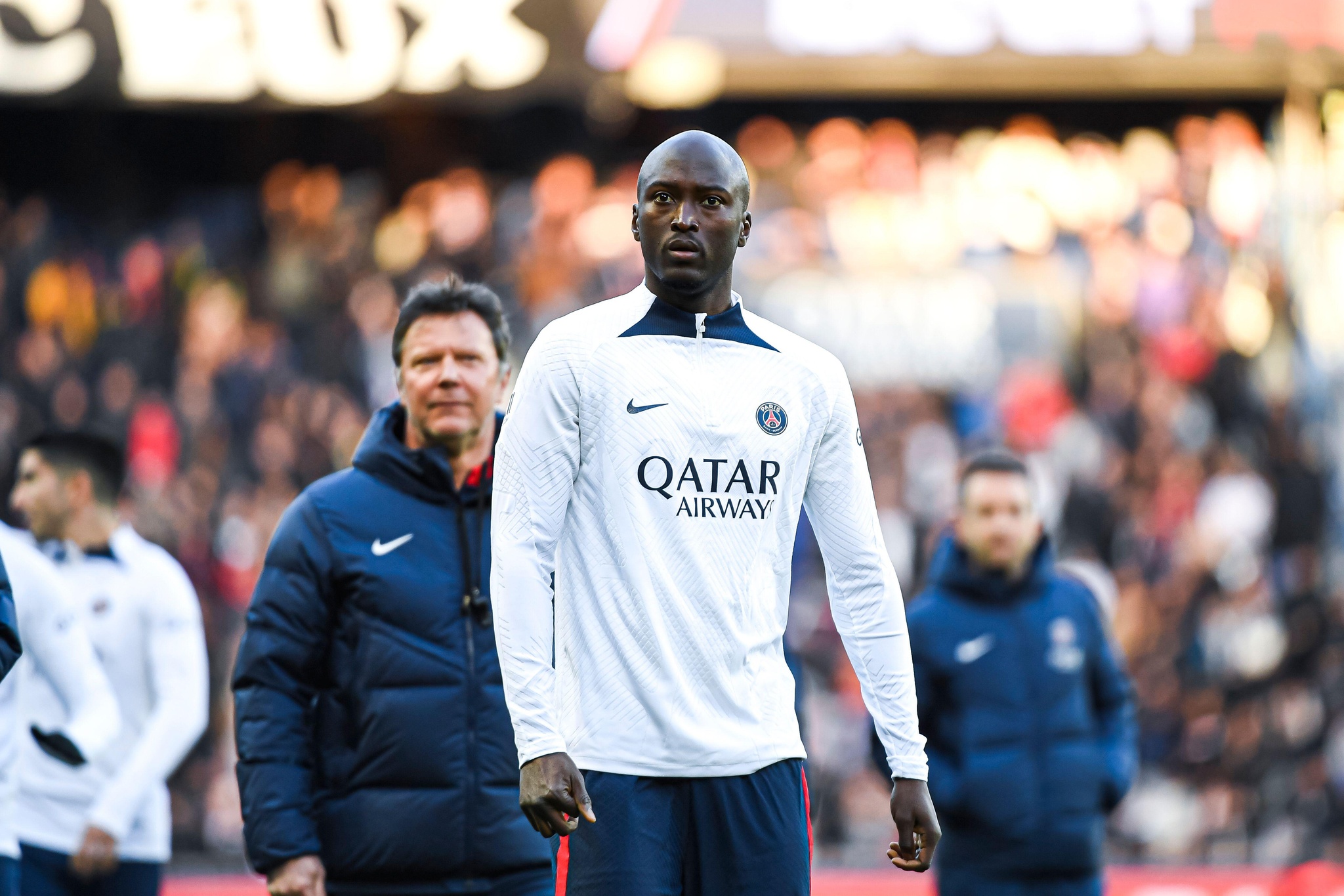 Danilo Pereira and players (group) during the public training of the Paris Saint-Germain (PSG) football team on February 24, 2023 at the Parc des Princes stadium in Paris, France. Photo by Victor Joly/ABACAPRESS.COM