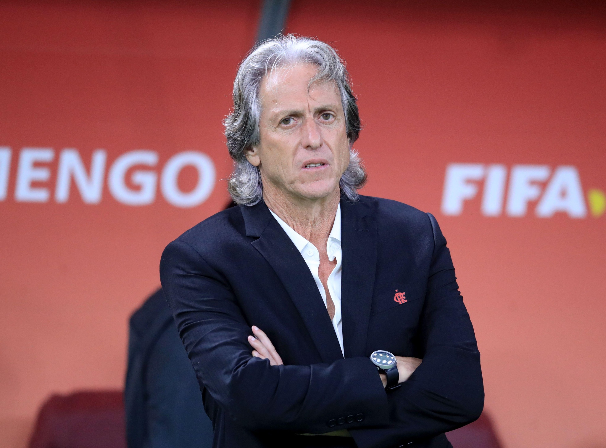 Flamengo's coach Jorge Jesus during the FIFA Club World Cup semi final match at the Khalifa International Stadium, Doha.