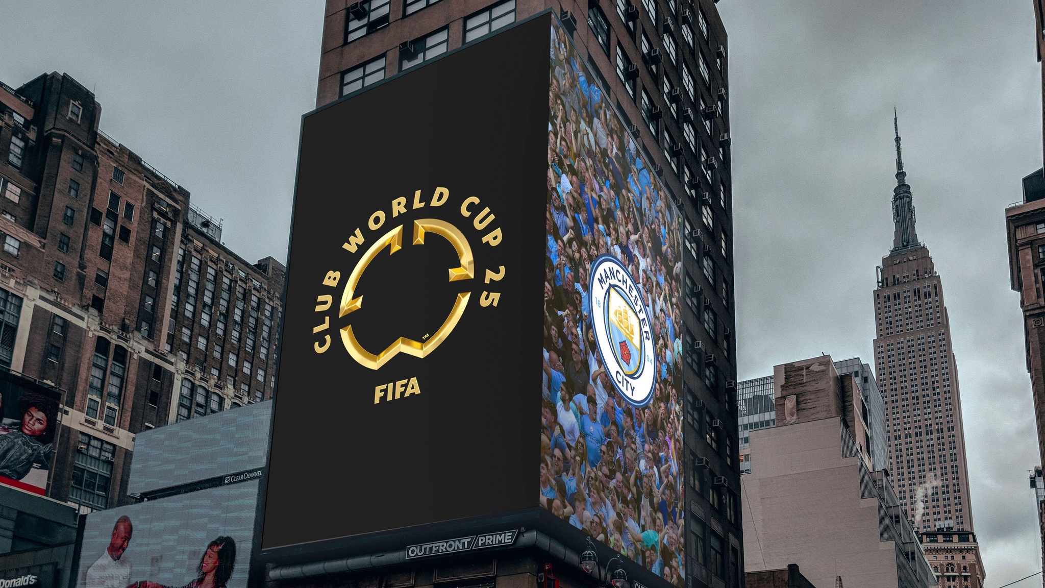 Mockup as example for billboard marketing for FIFA Club World Cup 25, Manchester City FC , New York City, NY, USA EDITORIAL ONLY!