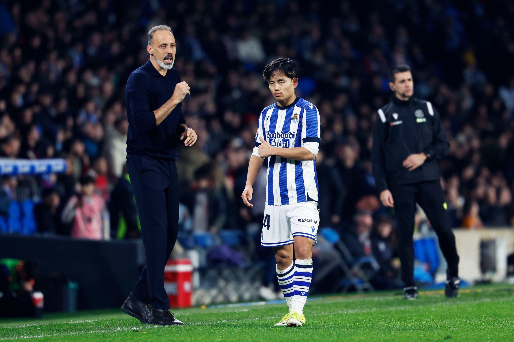 Pellegrino Matarazzo, Takefusa Kubo (Sociedad), JANUARY 18, 2026 - Football / Soccer : Spanish "La Liga EA Sports" match between Real Sociedad 2-1 FC Barcelona at Reale Arena in San Sebastian, Spain. (Photo by D.Nakashima/AFLO)