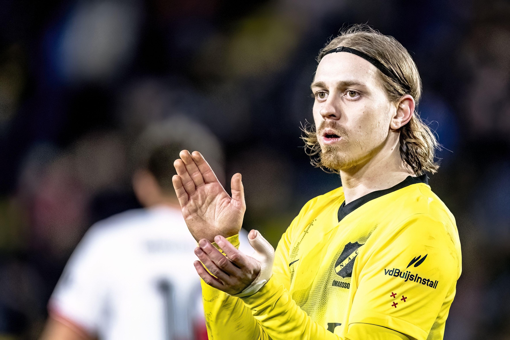 BREDA, Netherlands. 01st Mar, 2024. football, Rat Verlegh stadium, Keuken Kampioen Divisie, season 2023/2024, during the match NAC - Jong Utrecht, NAC player Elias Mar Omarsson (Photo by Pro Shots/Sipa USA) Credit: Sipa US/Alamy Live News