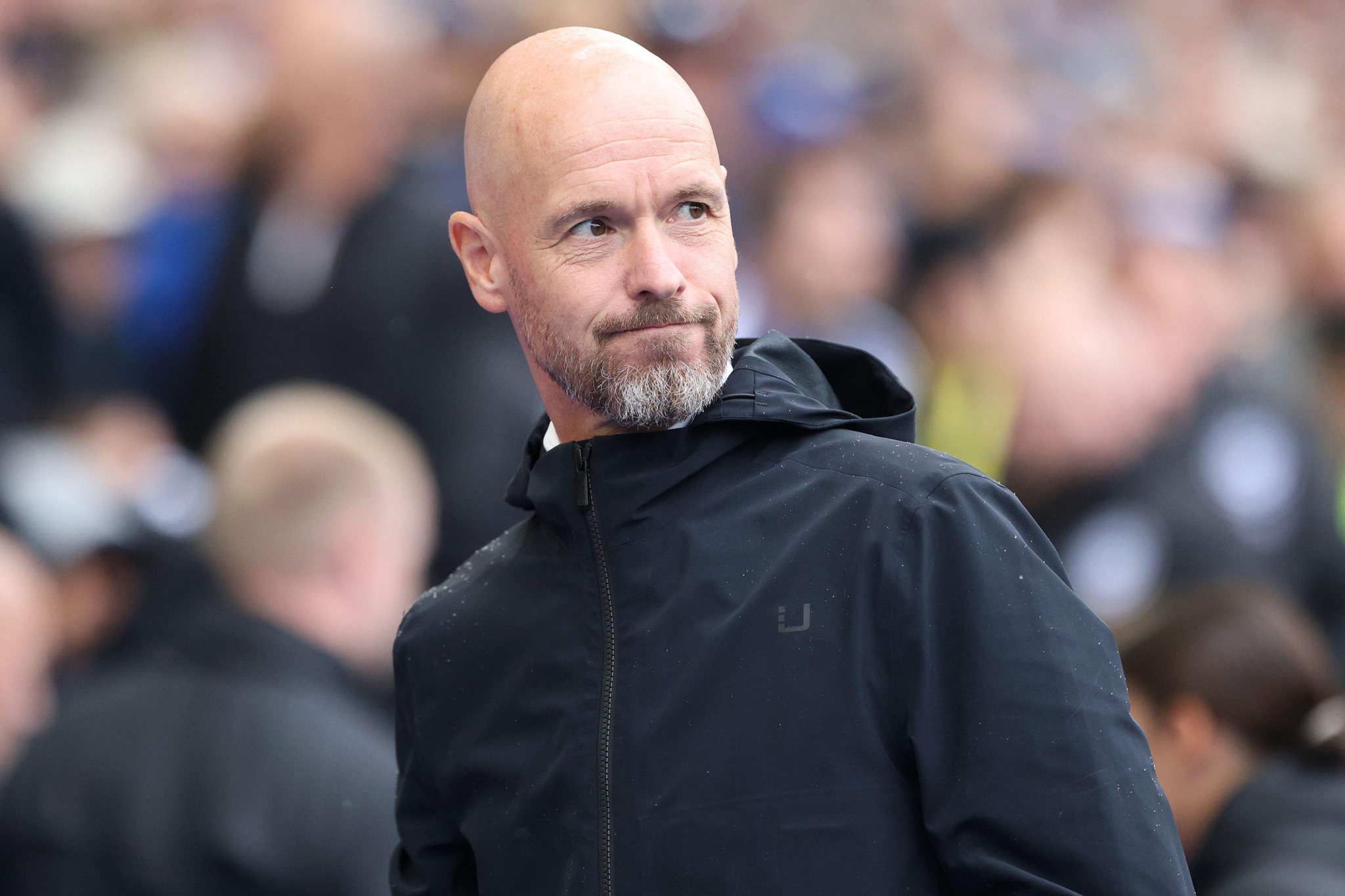 Erik ten Hag on the touchline as Manager for Manchester United FC at the AMEX Stadium