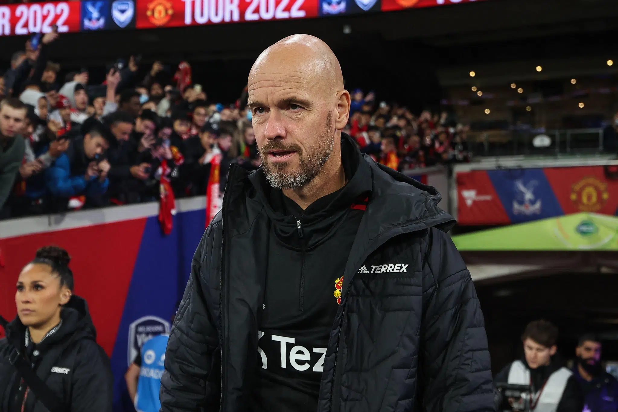 Erik ten Hag manager of Manchester United arrives at The MCG,